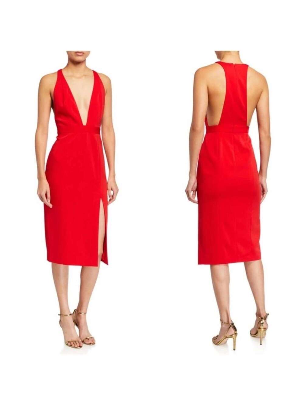 Jay Godfrey Plunge Sheath Red Dress